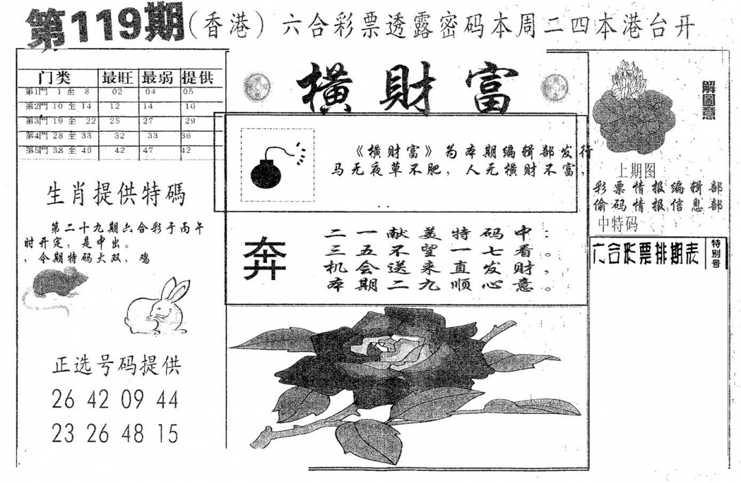 六合彩119期横财富(黑白)