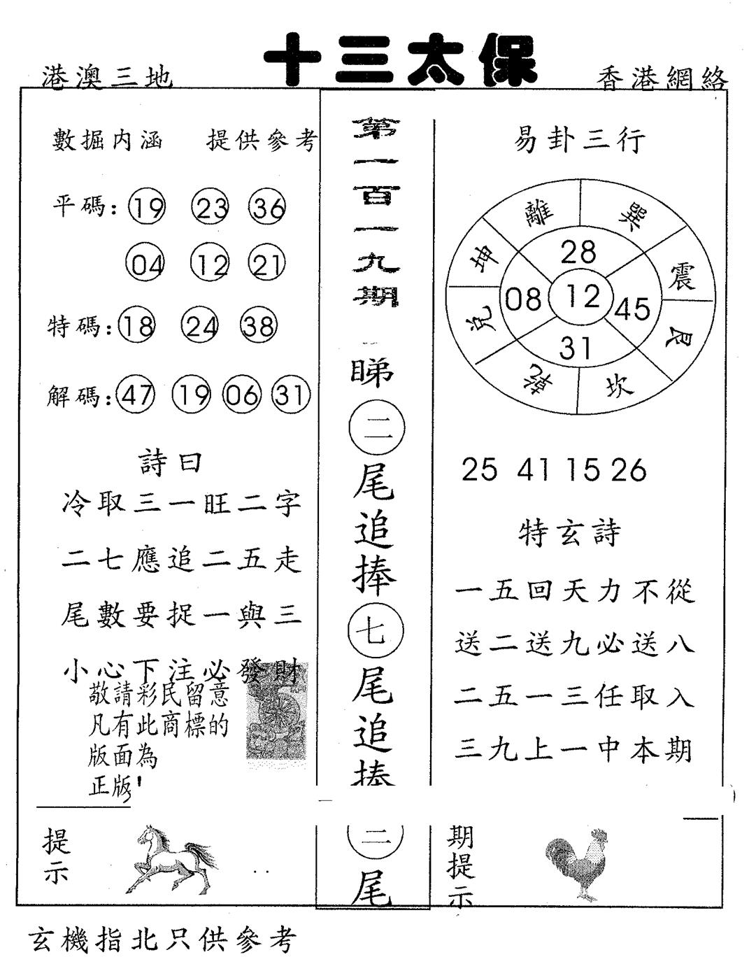 六合彩119期十三太保(黑白)