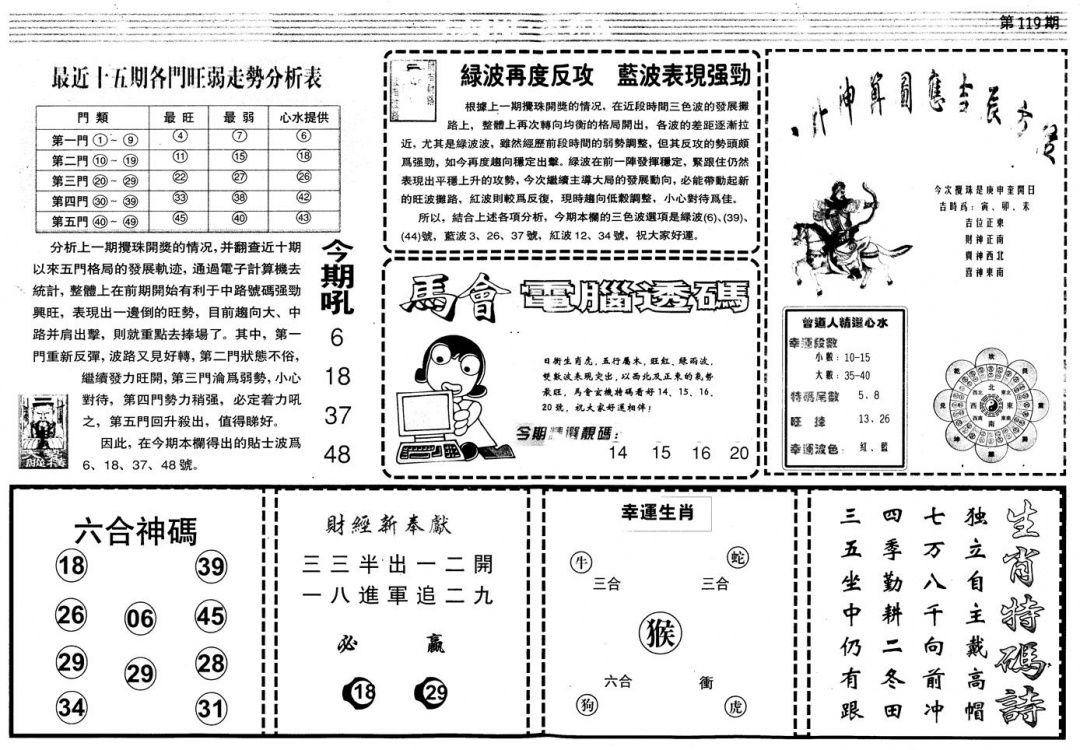 六合彩119期另版中财经B(黑白)