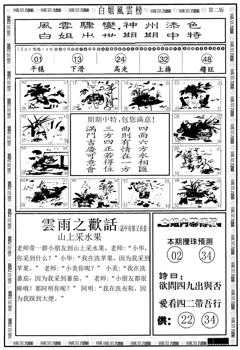 六合彩119期另版白姐风云榜B(黑白)