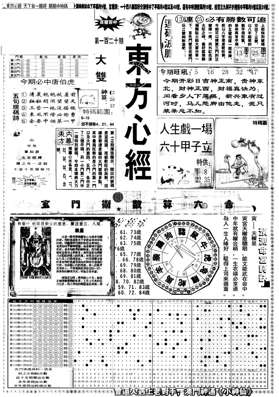 六合彩120期另版东方心经A(黑白)