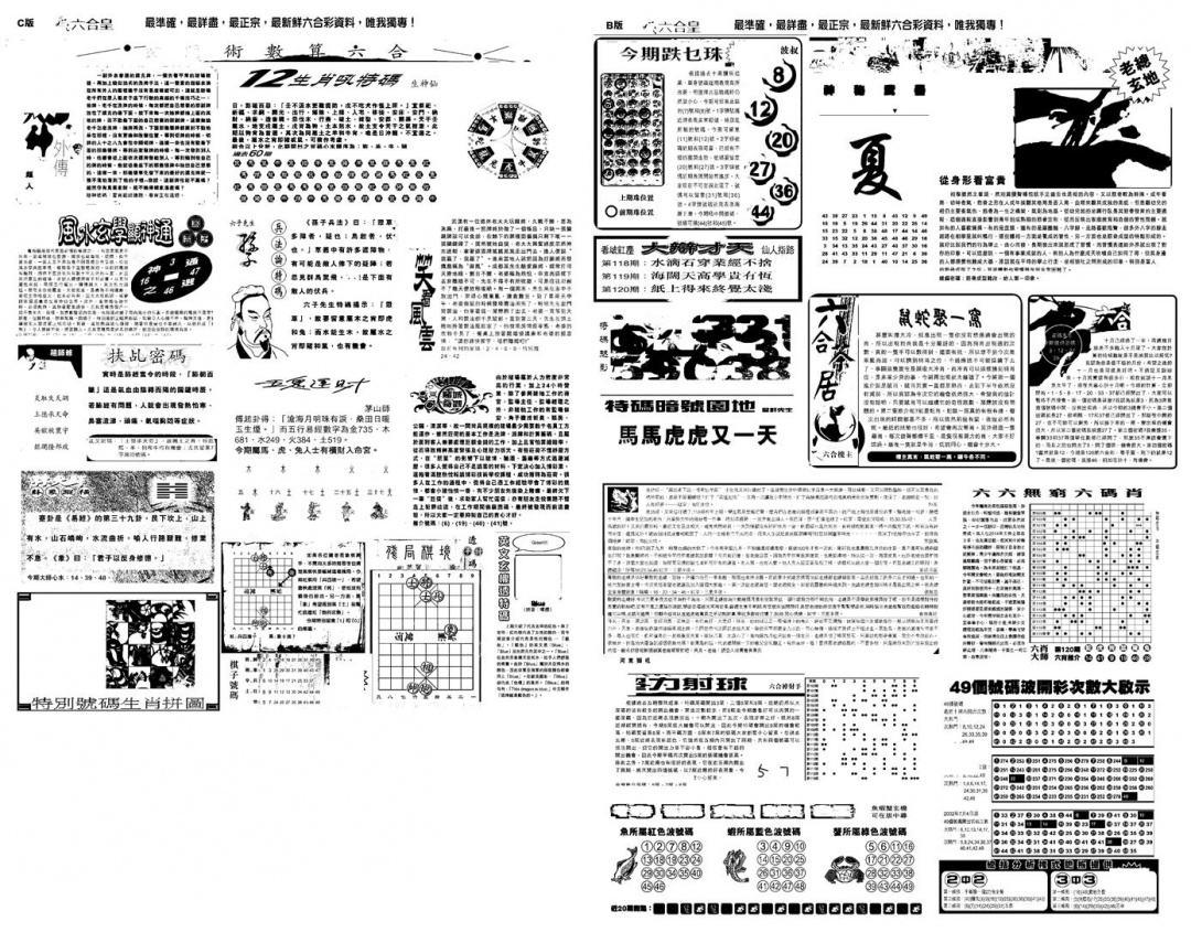 六合彩120期另版六合皇B(黑白)