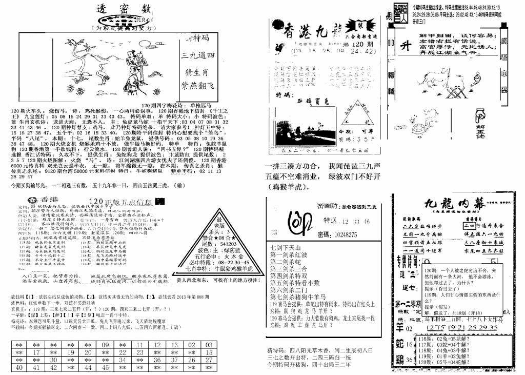 六合彩120期另新透密数B(新)(黑白)