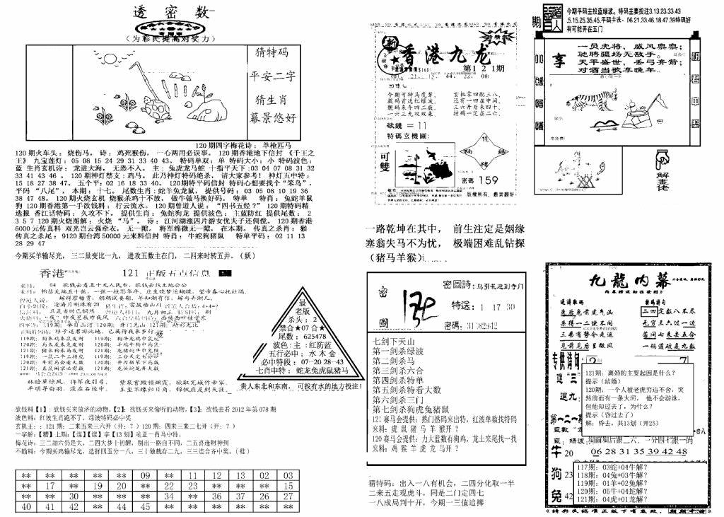 六合彩121期另新透密数B(新)(黑白)