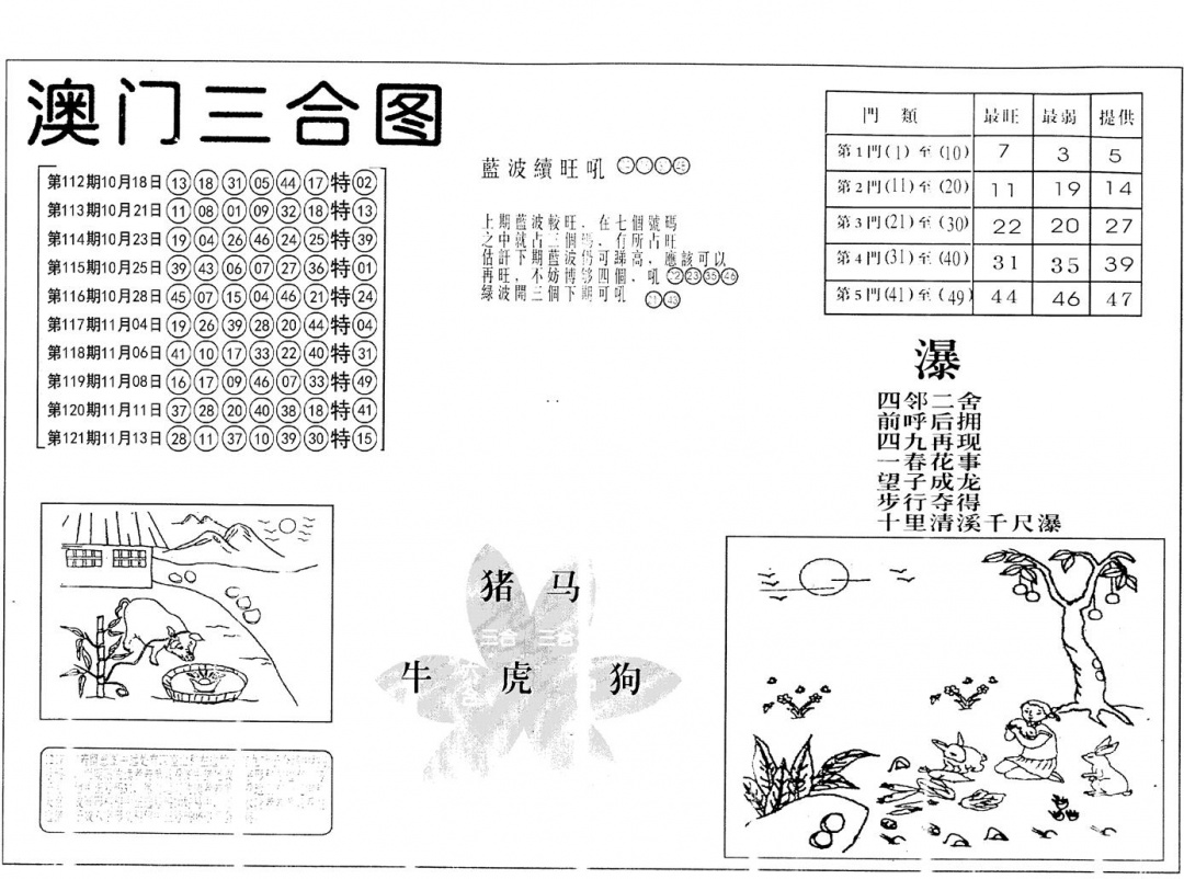六合彩122期老潮汕台湾神算(黑白)