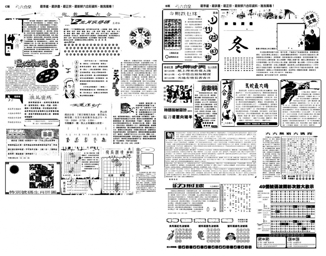 六合彩122期另版六合皇B(黑白)
