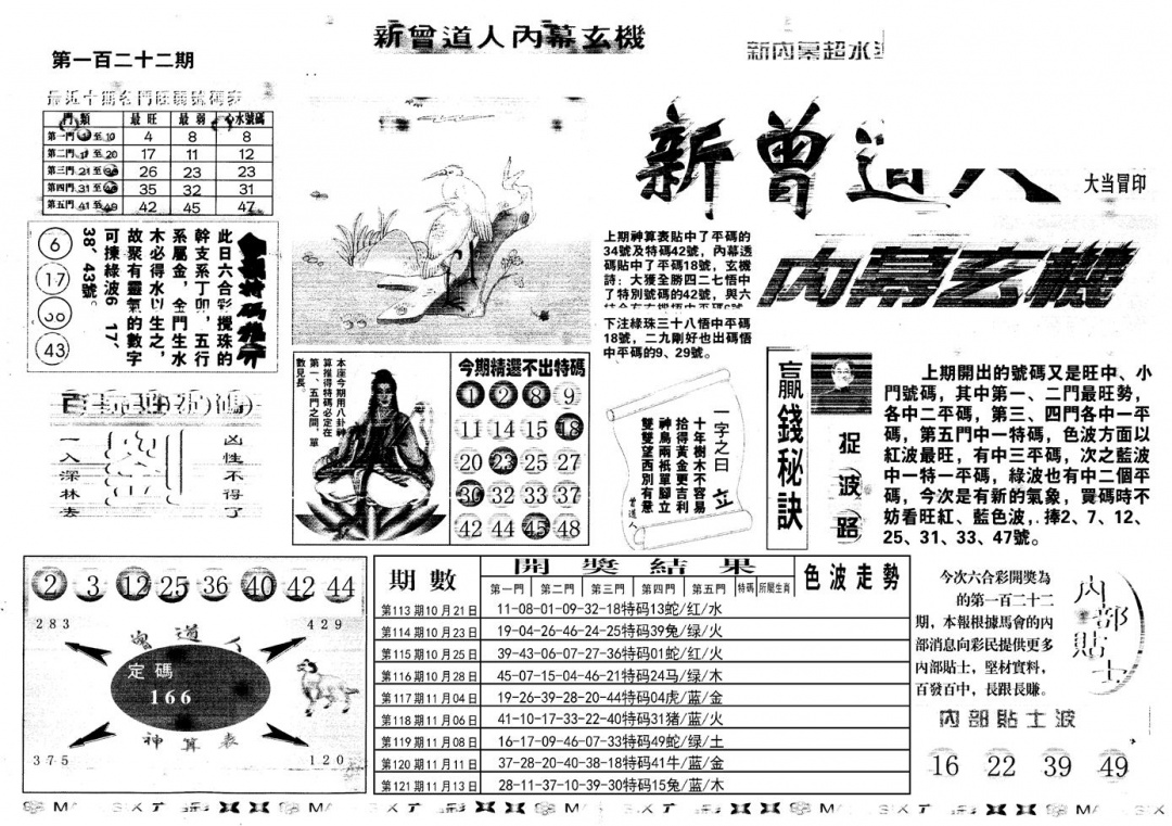 六合彩122期另新内幕A(黑白)