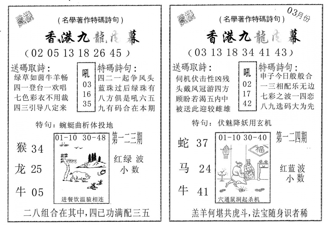 六合彩123期九龙内幕AB(黑白)