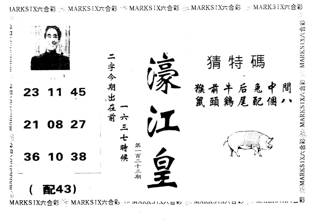 六合彩123期濠江皇(黑白)
