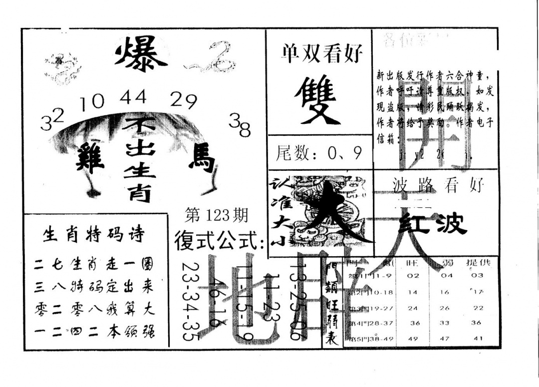 六合彩123期开天辟地(黑白)