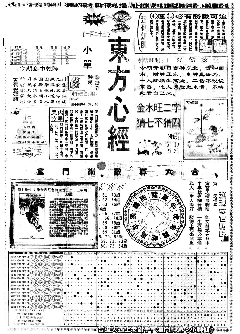 六合彩123期另版东方心经A(黑白)