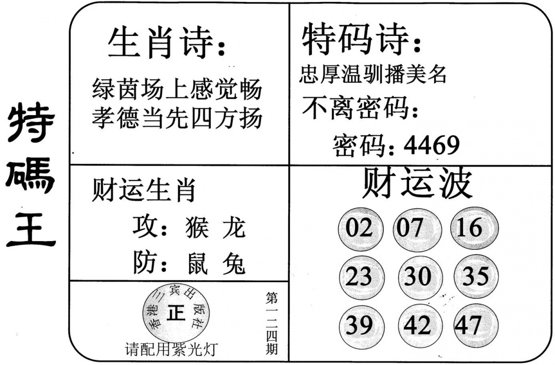 六合彩124期特码王(黑白)