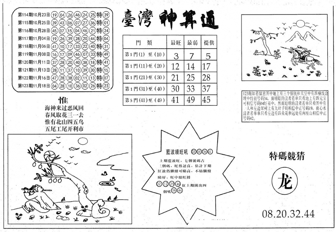 六合彩124期老潮汕台湾神算(黑白)