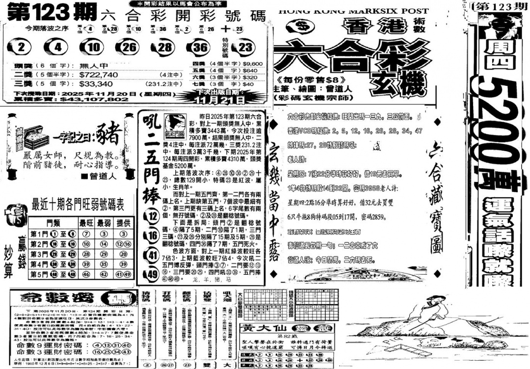 六合彩124期当日玄机D(黑白)