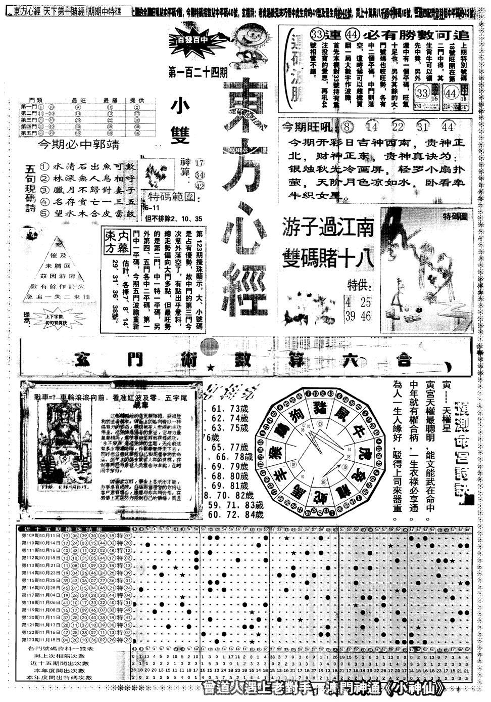 六合彩124期另版东方心经A(黑白)