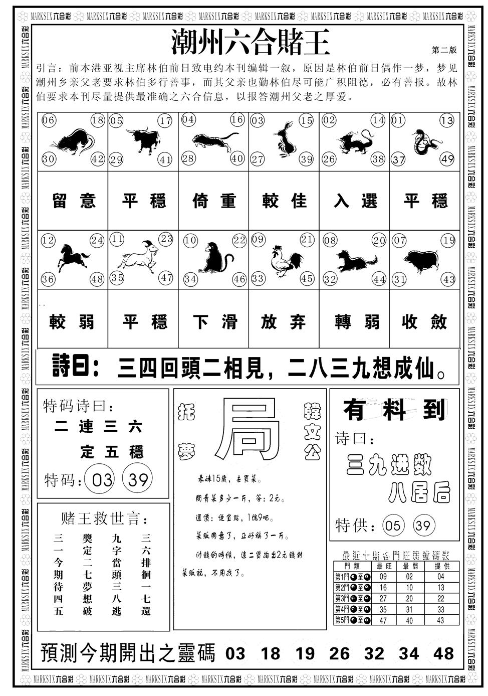 六合彩124期另版潮州六合赌王B(黑白)
