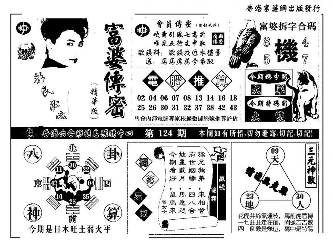 六合彩124期富婆传密(新料)(黑白)