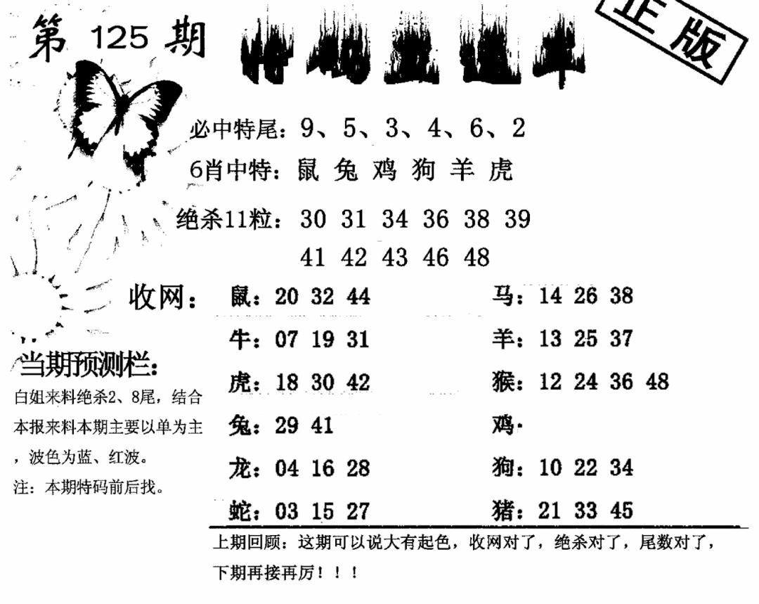 六合彩125期特码直通车(黑白)