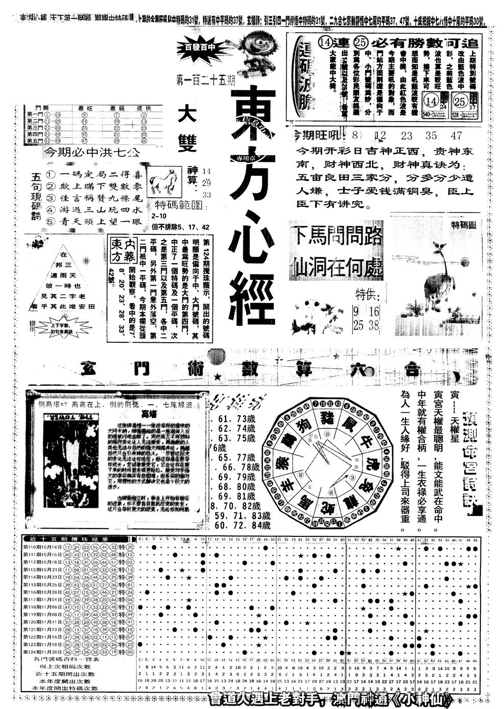 六合彩125期另版东方心经A(黑白)
