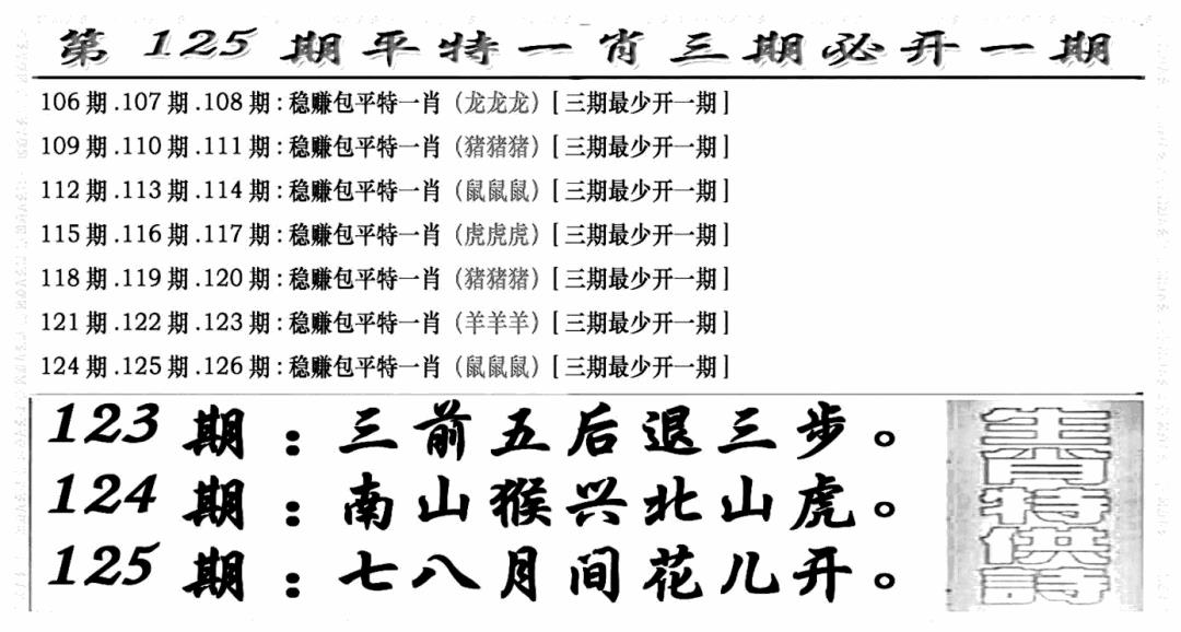 六合彩125期玄机特码(新图)(黑白)