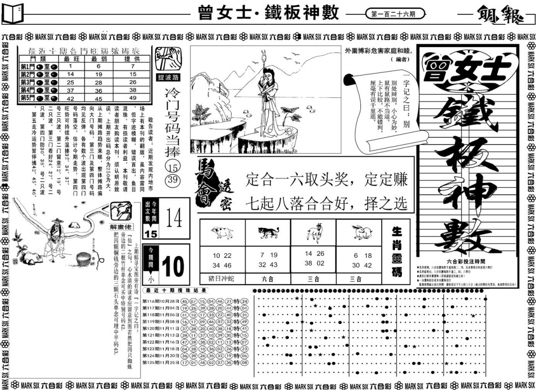 六合彩126期另版曾女士铁板A(黑白)