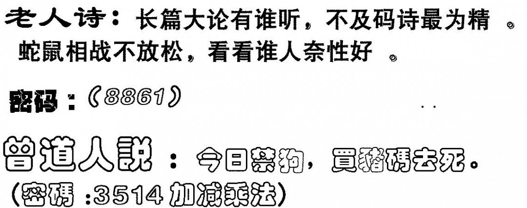 六合彩127期老人诗(黑白)