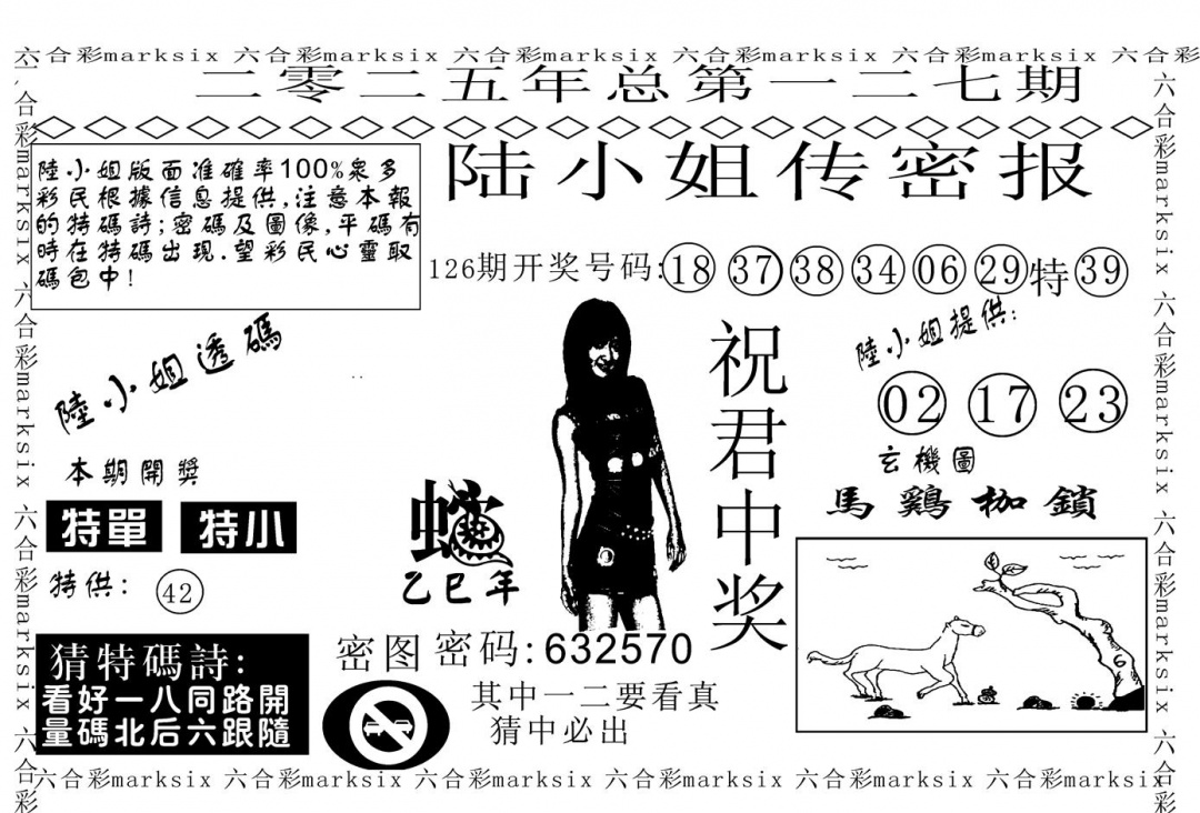 六合彩127期陆小姐传密A(黑白)