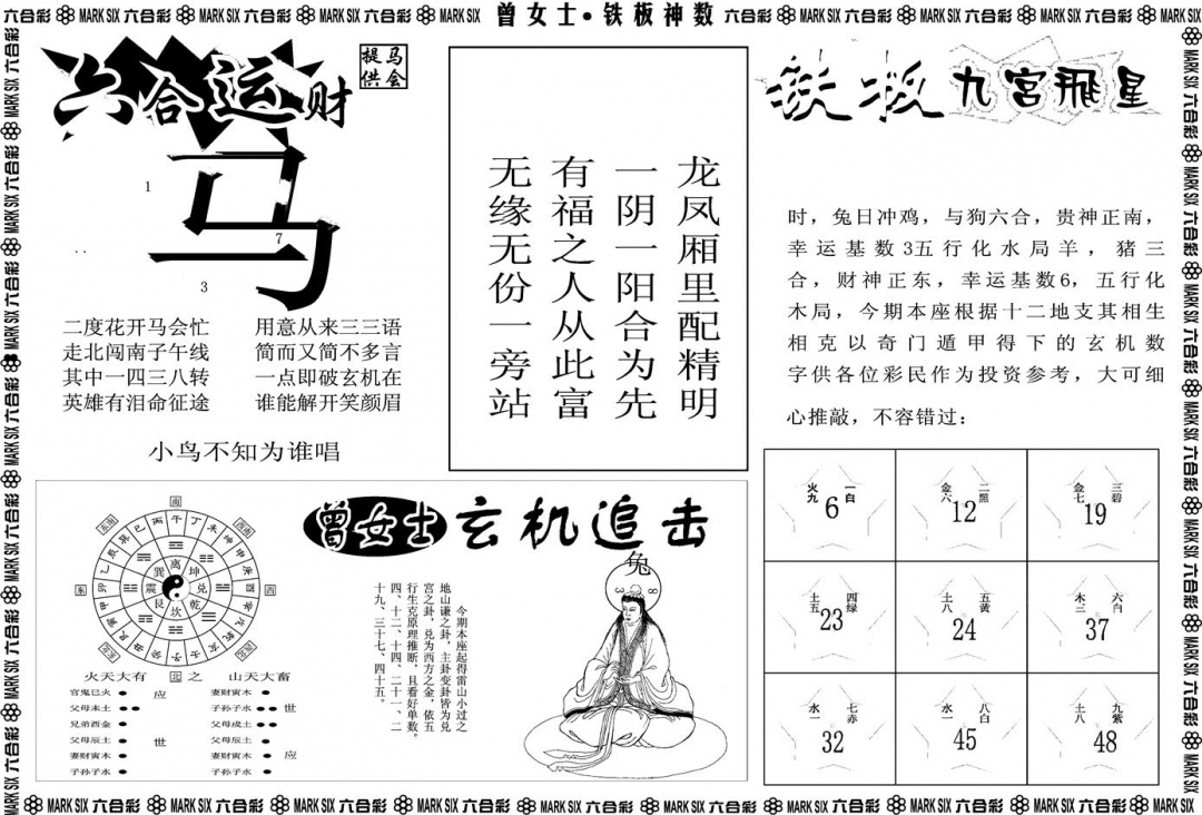 六合彩127期另版曾女士铁板B(黑白)