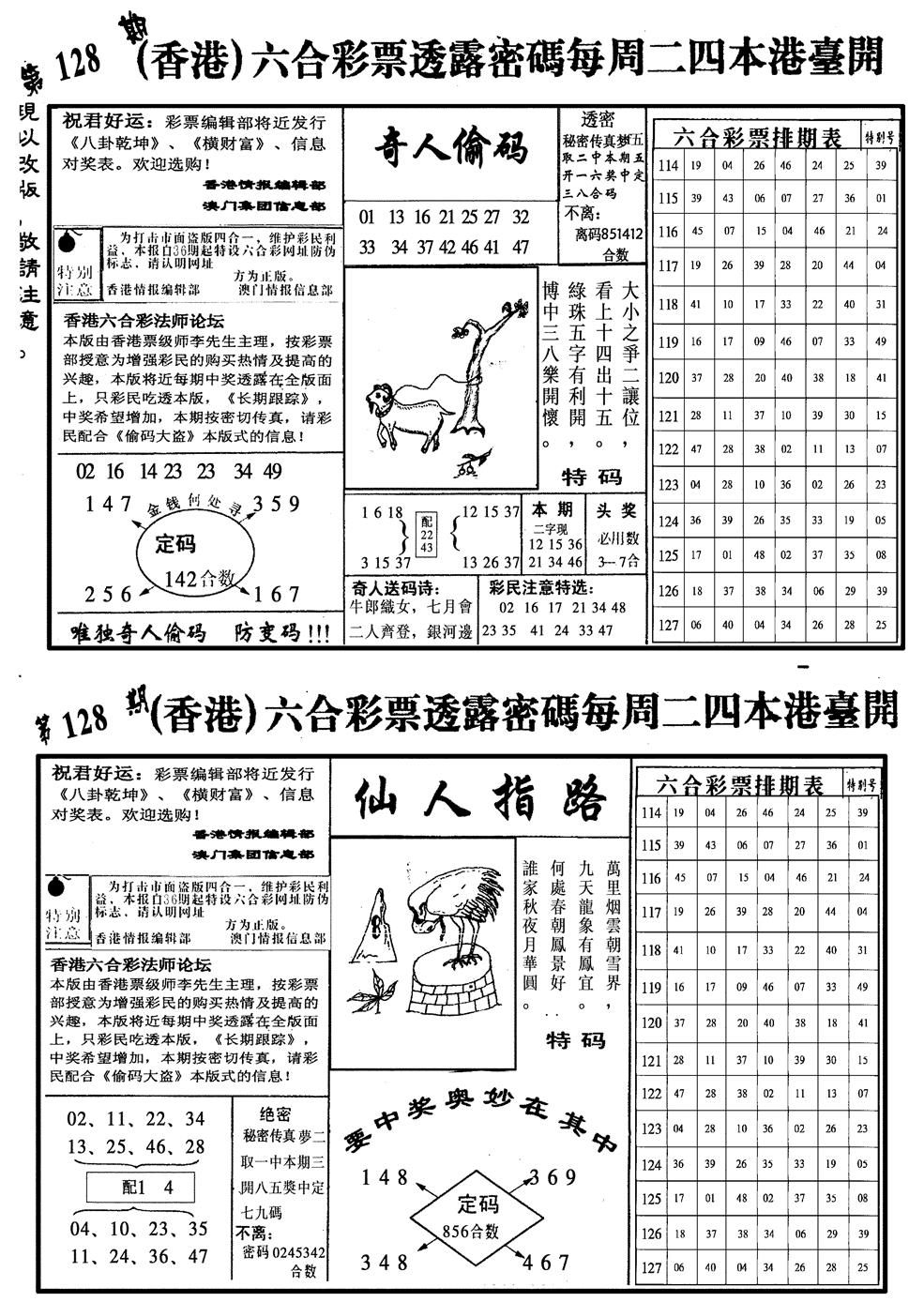 六合彩128期龙仔四合二(黑白)