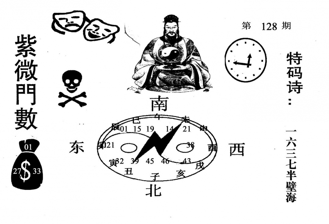 六合彩128期老版紫微倒数(黑白)