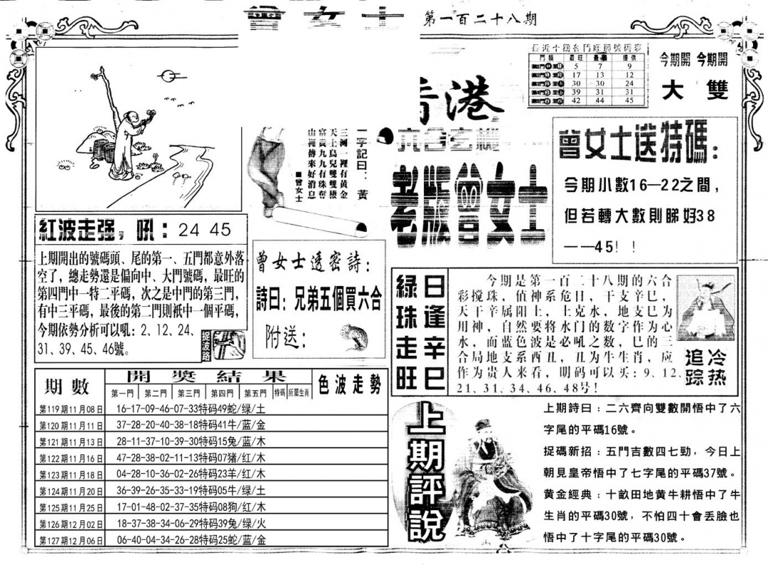 六合彩128期另版老版曾女士A(黑白)
