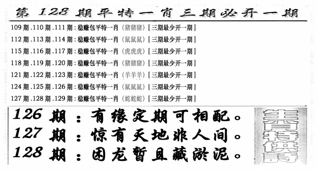 六合彩128期玄机特码(新图)(黑白)