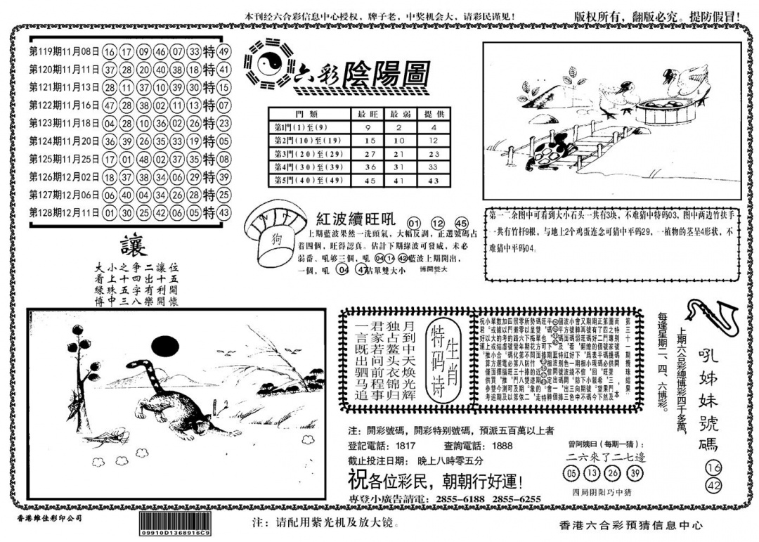 六合彩129期另六合阴阳(黑白)