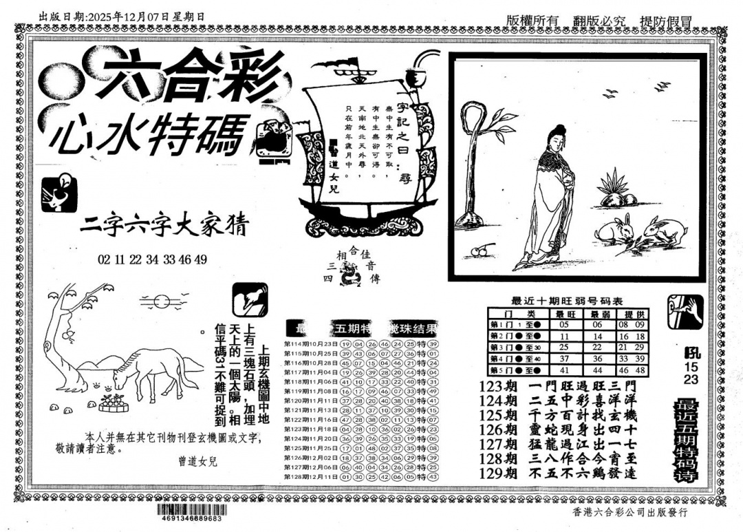 六合彩129期新特码心水(黑白)