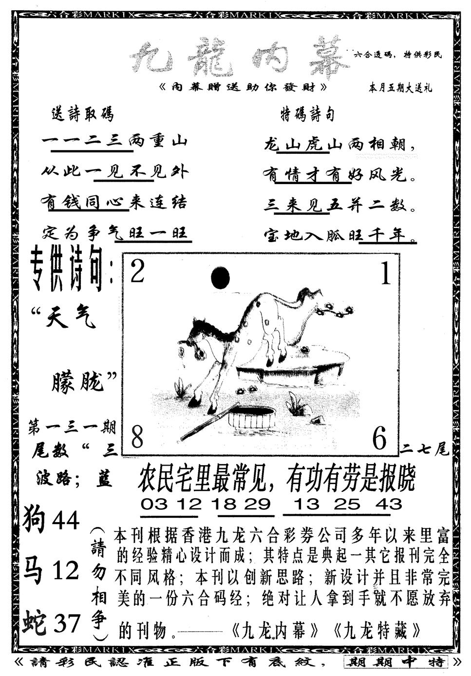 六合彩131期九龙内幕B(黑白)