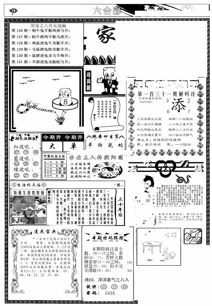 六合彩131期管家婆--八肖版(黑白)