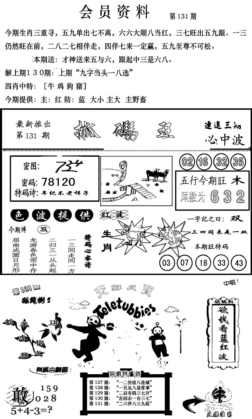 六合彩131期新版会员资料(新图)(黑白)