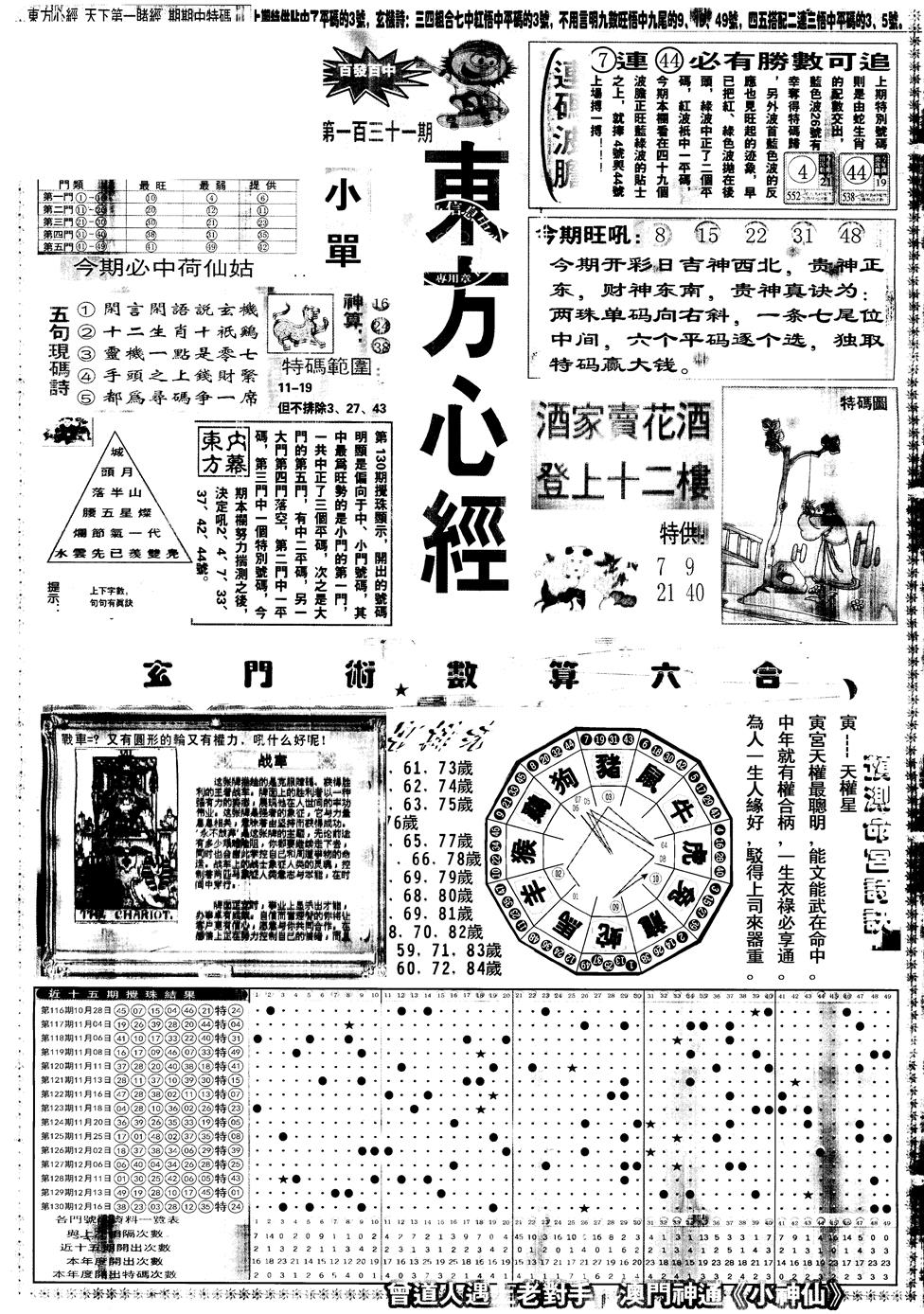 六合彩131期另版东方心经A(黑白)