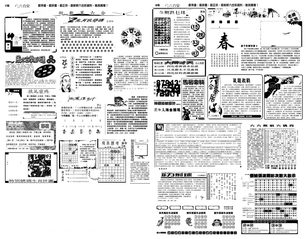 六合彩131期另版六合皇B(黑白)