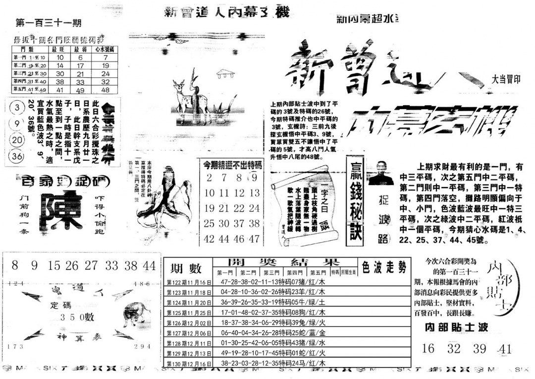 六合彩131期另新内幕A(黑白)