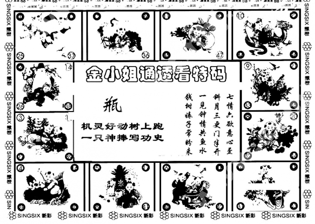 六合彩132期金小姐点醒B(黑白)