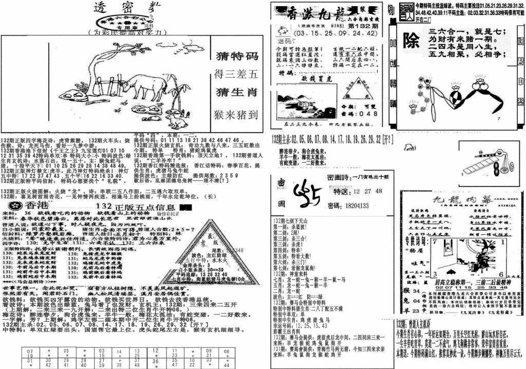 六合彩132期新透密数B(新)(黑白)