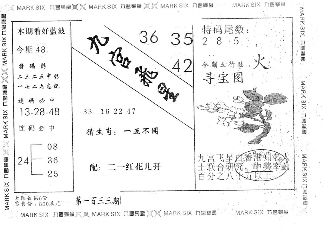 六合彩133期九宫飞星(黑白)