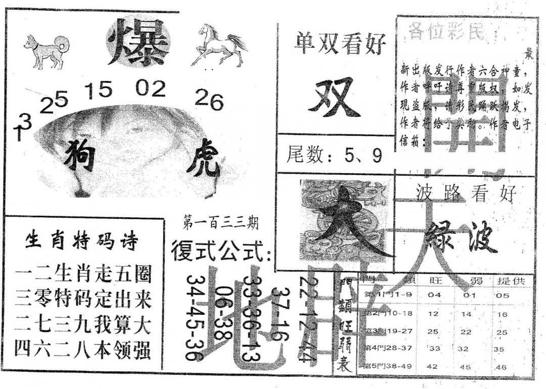 六合彩133期开天辟地(黑白)