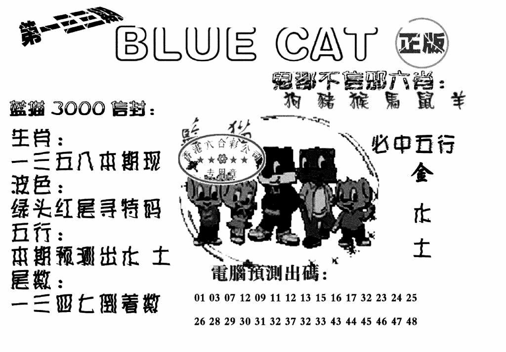 六合彩133期蓝猫Blue Cat(黑白)