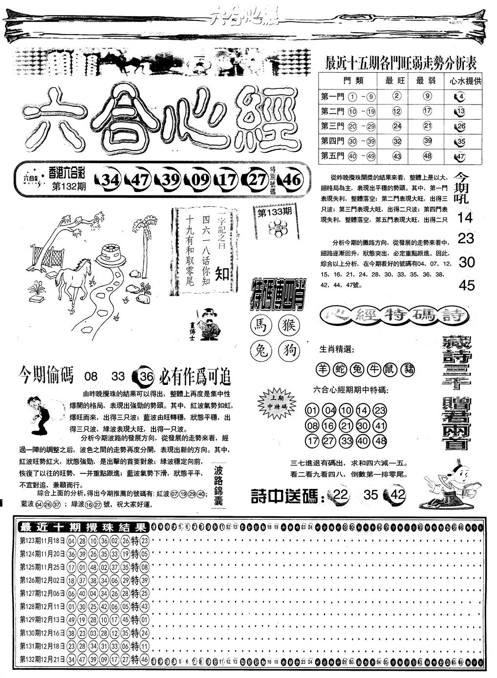 六合彩133期另版六合心经A(黑白)
