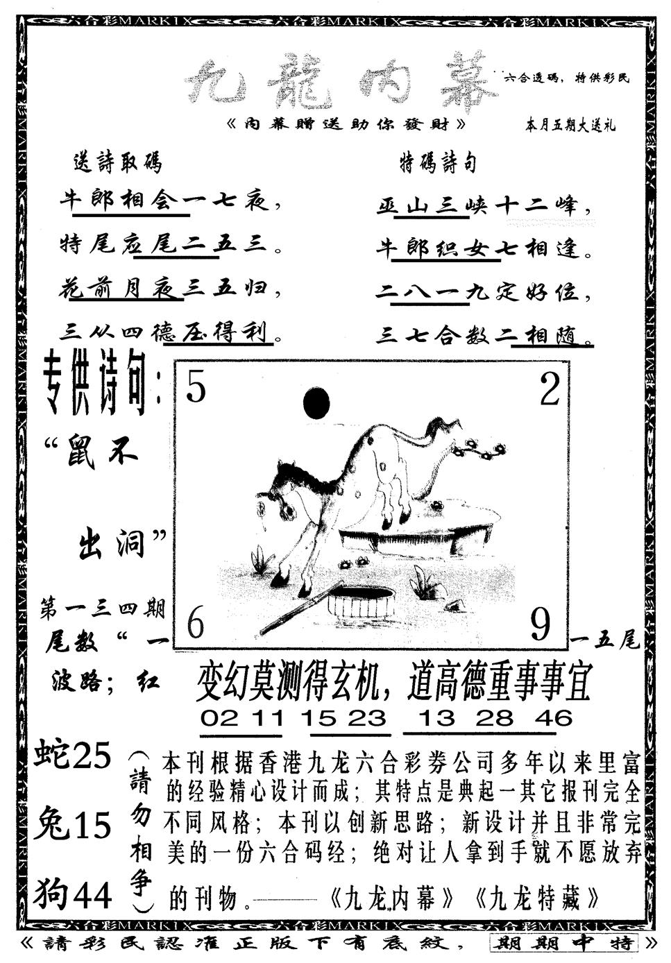 六合彩134期九龙内幕B(黑白)
