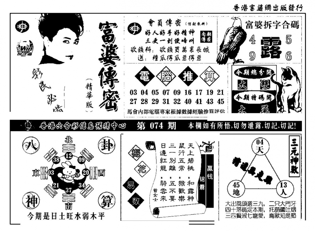 六合彩074期富婆传密(新料)(黑白)