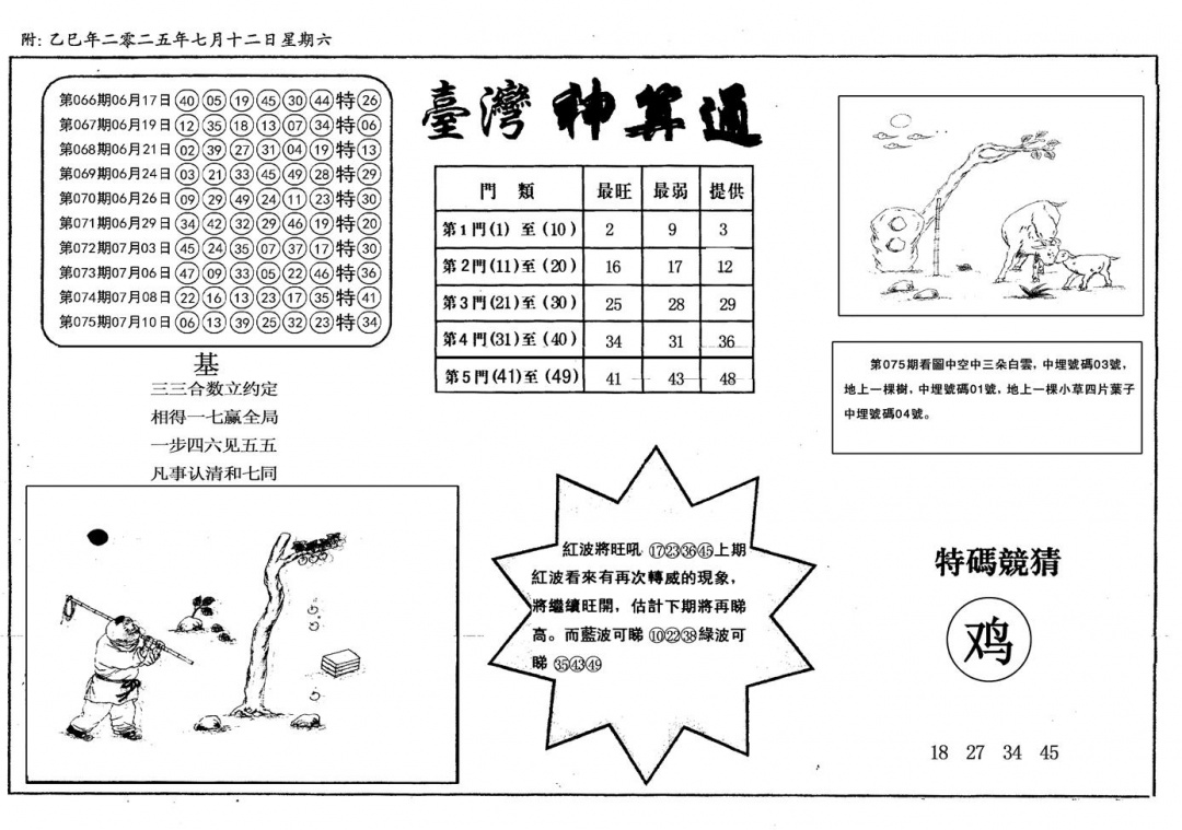 六合彩076期新潮汕台湾神算(黑白)