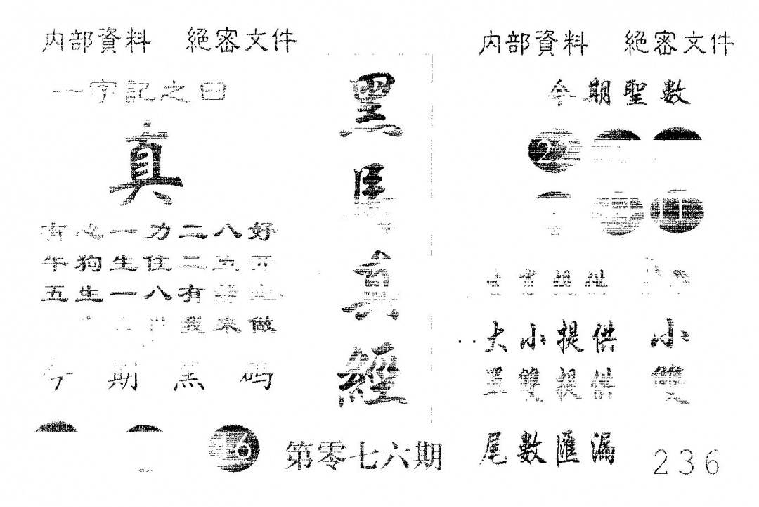 六合彩076期黑马真经(黑白)